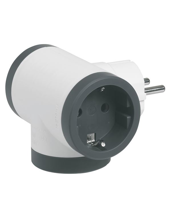 Αντάπτορ Πρίζας Σούκο σε 3 Πρίζες Σούκο Λευκό-Μαύρο - second view